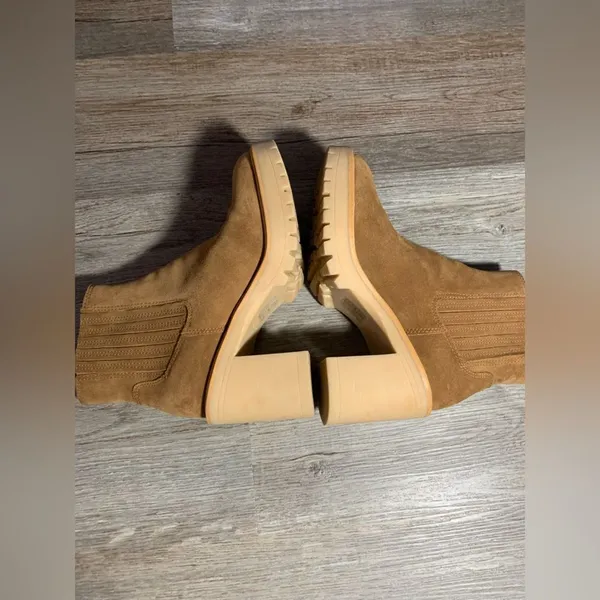 Dolce Vita Chelsea Boots Heels Caster Suede Chestnut Brown Winter New Size 8 - Image 11