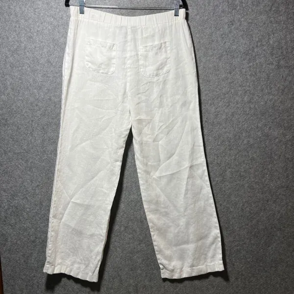 Style & Co White 100% Linen‎ Wide Leg Rhinestone Pants Size S Flawed - Image 7