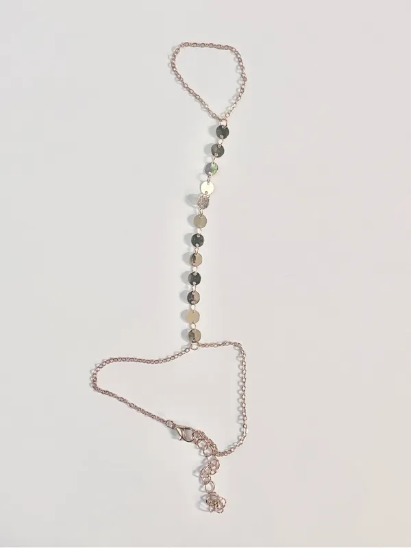 Gold-Tone Disc Hand Chain Bracelet - Women Jewelry - Image 2