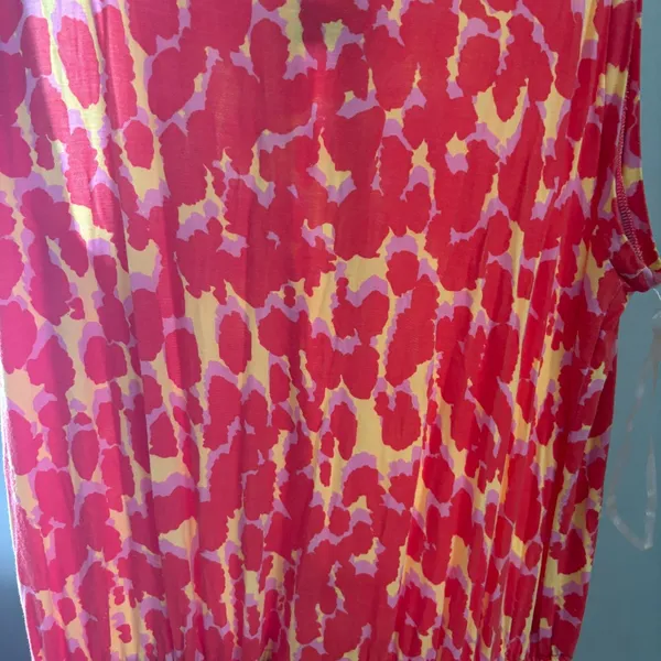 GAP SPOTTED PRINT LAVA ORANGE Abstract Maxi Dress Elastic Waist w/ Drawstring 2X - Image 3