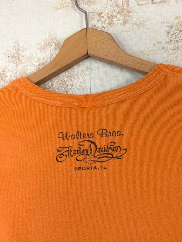 Y2K Harley-Davidson Walter Bros Peoria Tribal Flame Biker Baby Tee XL - Image 6