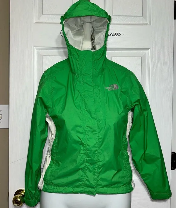 THE NORTH FACE Hyvent Kelly Green Hooded Rain Jacket Windbreaker 2012 Womens XS - Image 13