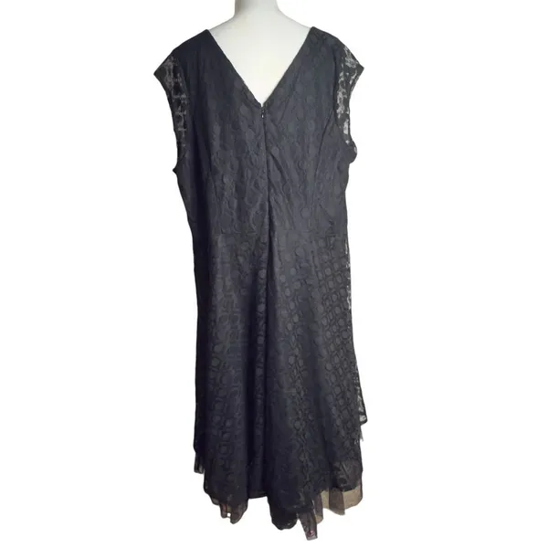 Lane Bryant Plus Size Black Lace Tulle Midi Dress Womens 28 Whimsigoth Flared - Image 7