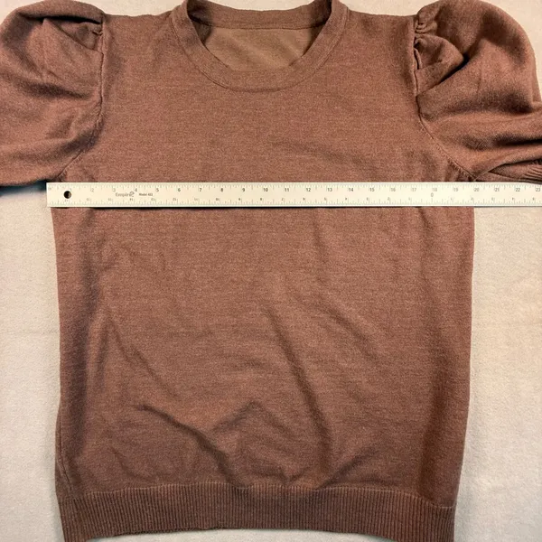 Unbranded Mocha Brown Puff Sleeve Knit Sweater Crew Neck Short Sleeve XL - Image 4