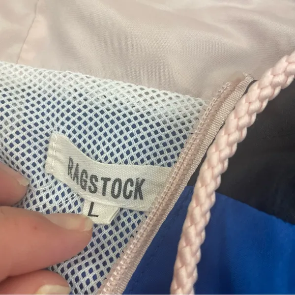 Colorblock Anorak Windbreaker Jacket Pink Blue Black Ragstock Size Large - Image 8