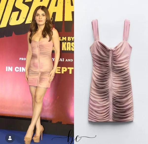 Zara Ruched Mini Dress - Dusty Rose Size Small - Image 2
