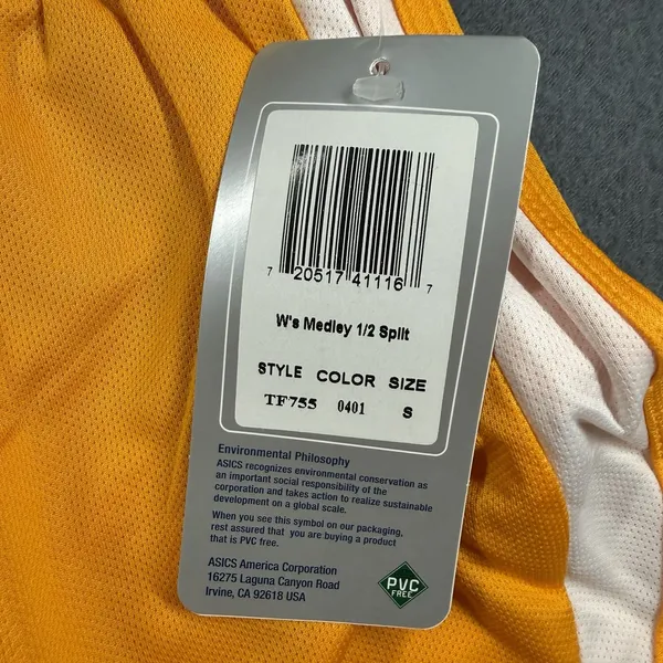 Asics Medley 1/2 Split Running Shorts Womens Small Yellow Drawstring Liner NWT - Image 2
