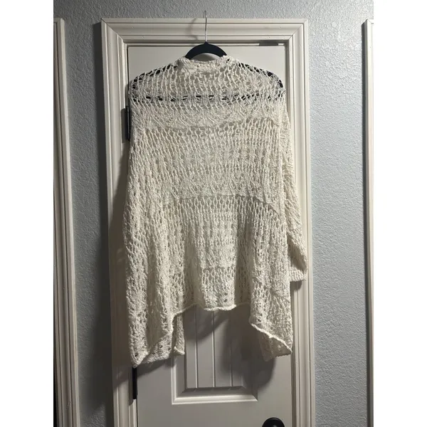 Hollister Cardigan Womens M/L White Crochet Open Knit Pointelle Boho Relaxed - Image 4