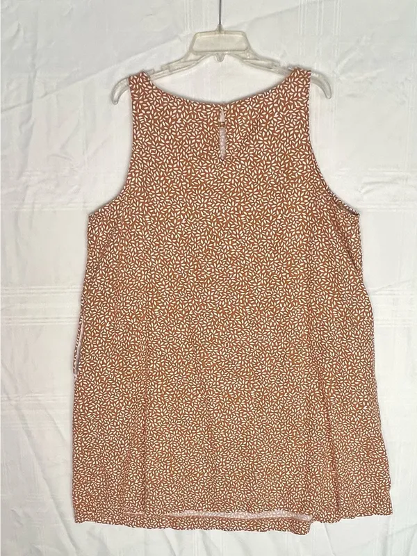 Ava & Viv 2X Sleeveless Orange with White floral Print Smock Dress with pockets - Image 5