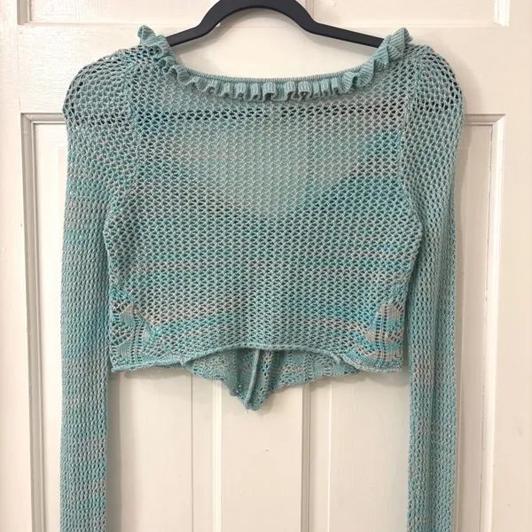 Urban Outfitters Open Knit Flyaway Cardigan XS‎ Boho Y2K Fairycore Crochet - Image 5