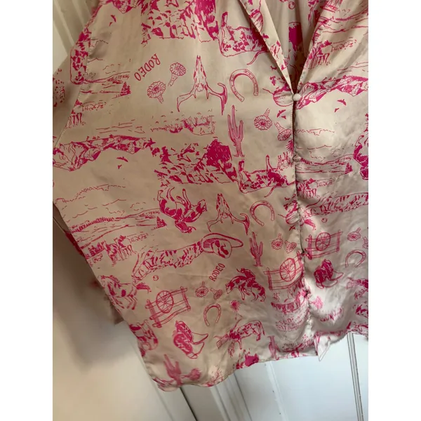 Free People Dreamy Days pink cowboy rodeo satin pajama top size‎ medium - Image 4