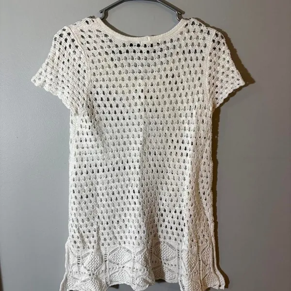 Jeanne Pierre White crochet‎ cotton top - Image 3