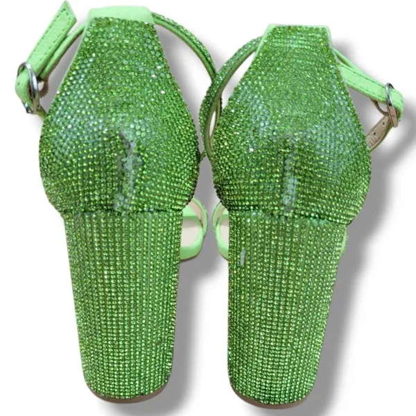 Lulus Shoes Size 10 Lulus Taylor Rhinestones Ankle Strap Heels Green With Flaws Missing Rhinestones - Image 10