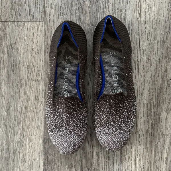 Rothy's Black and Gray Speckled Flats Size 6 Women’s ShimmerKnit Ombre Shoes - Image 4