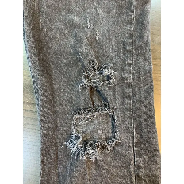 We The Free People‎ Distressed Black Jeans 30 Button Fly Denim Actual 34x29.5 - Image 10