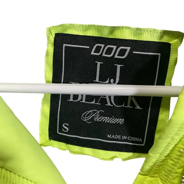 LJ Black Premium Womens Vest S Neon Yellow‎ Faux Fur Hood Winter - Image 4
