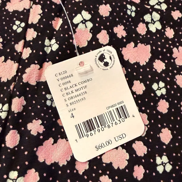 Free People Floral Mini‎ Slip Skirt NWT Black Motif Pink Ditsy Print Size 4 - Image 9