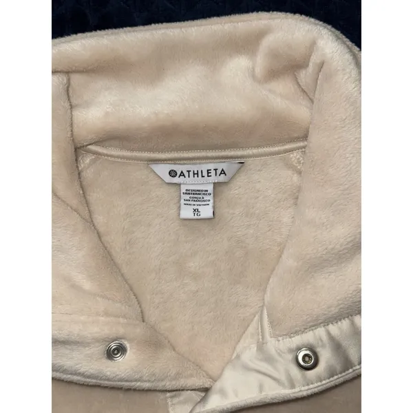 Athleta Women's Recover Cozy Snap Front‎ Sweatshirt Chantilly Cream Sz XL - Image 5