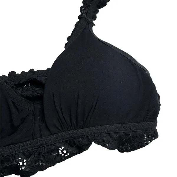 Black Floral Lace Bralette M Coquette Soft Goth Balletcore - Image 5