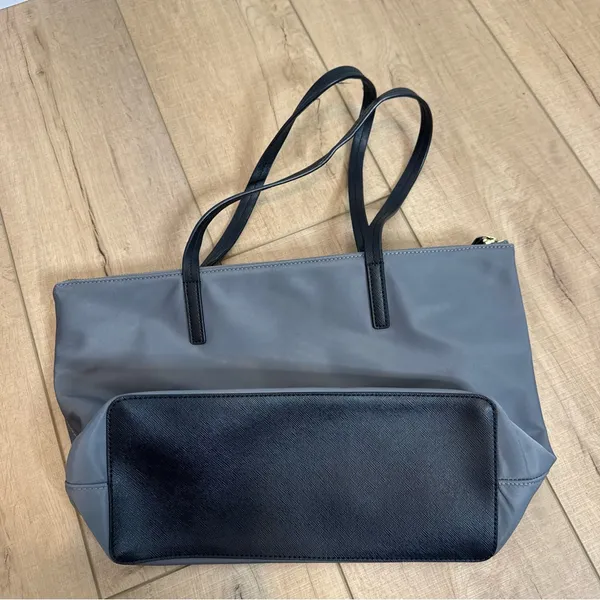Kate Spade Lida May Nylon Street Tote Bag Gray Black Designer Y2K 2010 - Image 5