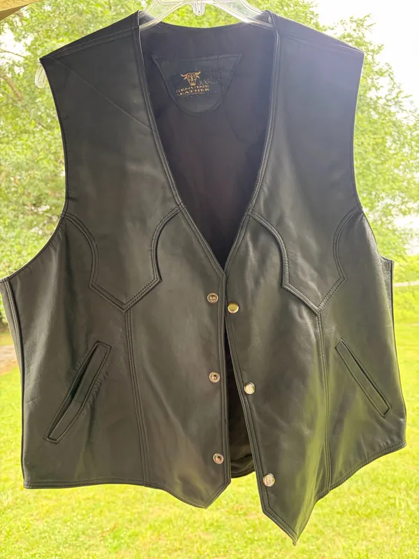 Classic Black Genuine Leather Vest XXL Made in Mexico motorcycle biker outlaw - Image 14