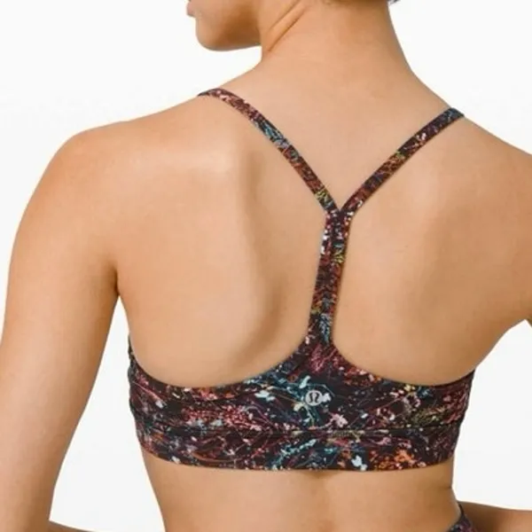 Lululemon Size 6 Flow Y Bra Nulu Light Support B/C Cup Foliage Overlay Multi - Image 2