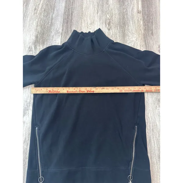 Athleta Cozy Karma Side Zip Mock Neck Sweatshirt Women's Medium Black Soft-Lined - Image 6
