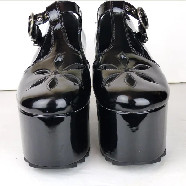 Lamoda Mary Jane Shoes Women 7 Black Patent Overthinking It Platform Cutout Goth - Image 6