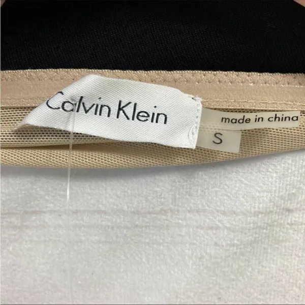 Calvin Klein NWT Womens Beige Colorblock Asymmetrical Hem Midi Dress Small - Image 5