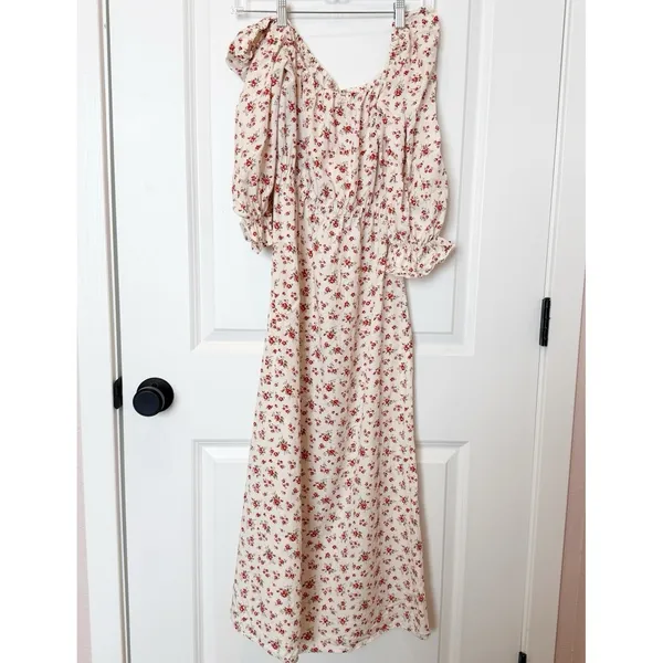 Reformation Karly Midi Dress XS Cottagecore Floral Milkmaid Romantic Puff Sleeve - Image 3