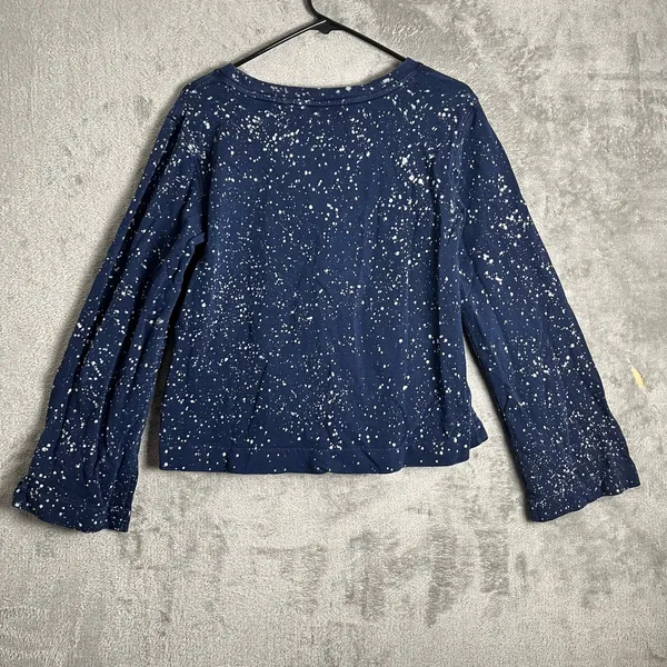 Maeve Anthropologie Jamie Paint Speckled‎ Sweatshirt Size Small Cotton Navy - Image 3