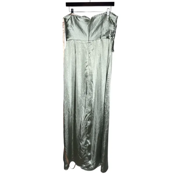 NEW Meshki Sage Green Ruched Petals Larissa Strapless Satin Maxi Dress - Image 5