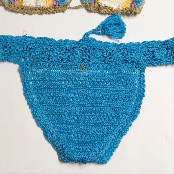 PILYQ Romance & blue crochet bikini set.M-top/L-bottom NWT - Image 7