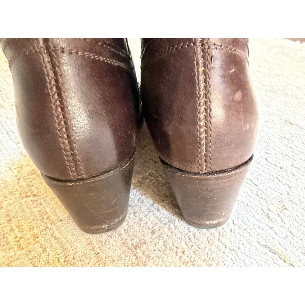 Frye Jane Stitch Boots Womens Sz 7 Brown Leather Riding Knee High Block Heel - Image 6