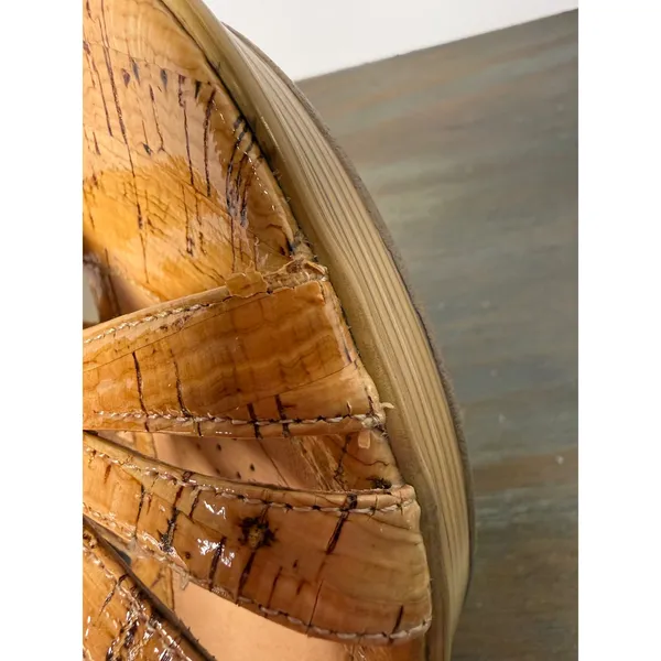 Söfft Cork Leather Strappy Heeled Sandals Tan Natural Boho Size 7M - Image 11