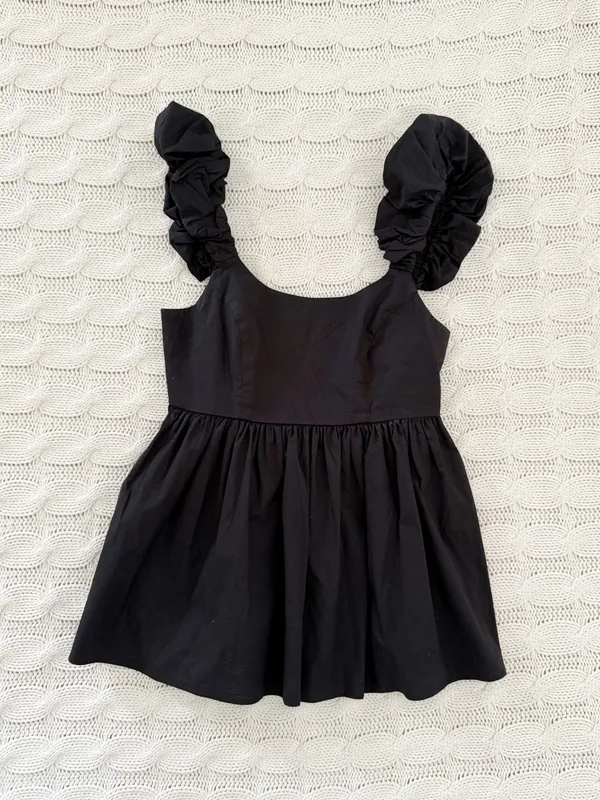 Corey Lynn Calter Morley Black Ruffle-Shoulder Tunic - Image 2