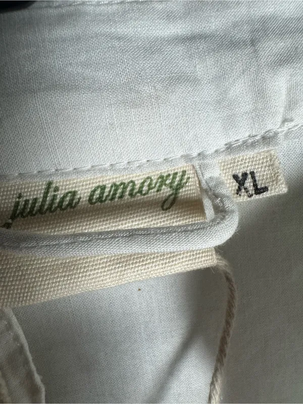 Julia Amory Brown & White Embroidered Scalloped Hem Maxi Caftan Dress XL NWT - Image 6