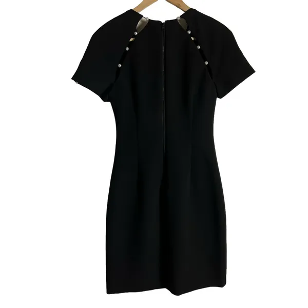 Alice + Olivia Kristiana Pearl Embellished Fitted Black Sheath Mini Dress Size 2 - Image 7