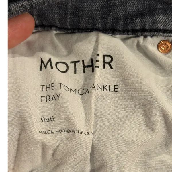 Mother The Tomcat Ankle Fray Jeans Static Grey Straight Leg Button Fly Size 25 - Image 5