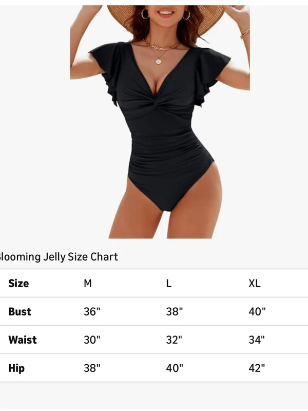 Blooming Jelly Tummy Control V Neck swimsuit Slimming Lace-up Ruffle Swimwear - Image 3