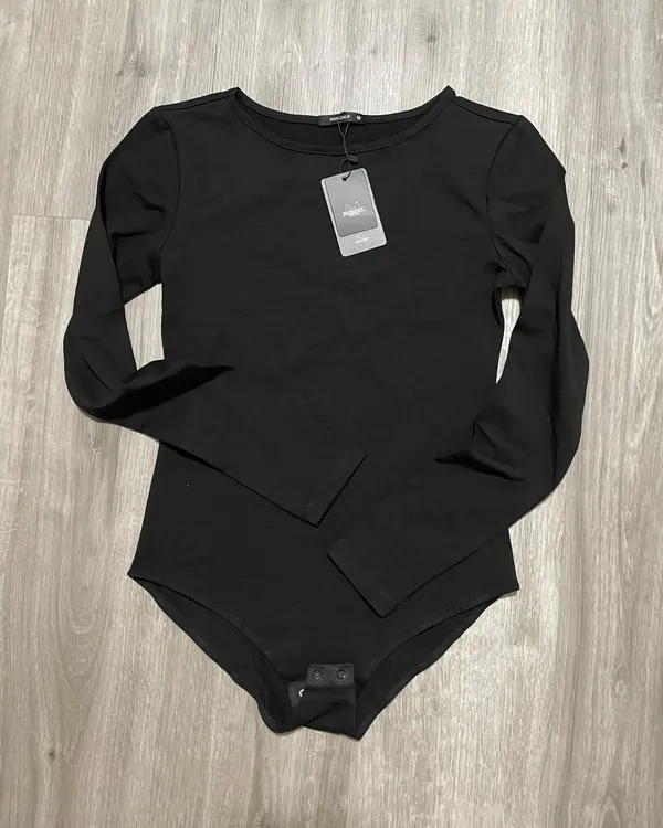 Black Long Sleeve Bodysuit Shirt Size XS - Image 2