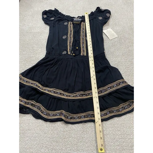Boston Proper Black Embroidered Beaded Mini Floral Dress Scoop Neck Size S - Image 15