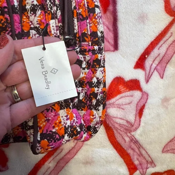 Vera Bradley Quilted Backpack Pink Orange Purple White Multi Pattern - Image 4
