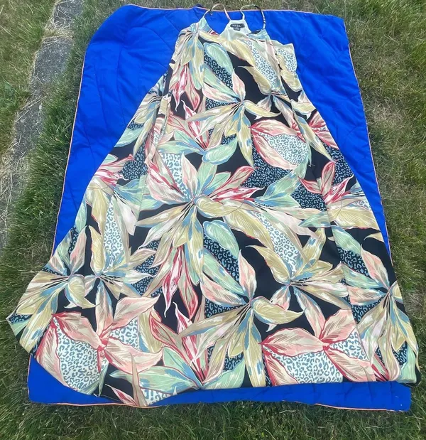 Nicole Miller Tropical Floral Print Halter Maxi Dress Size M - Image 5