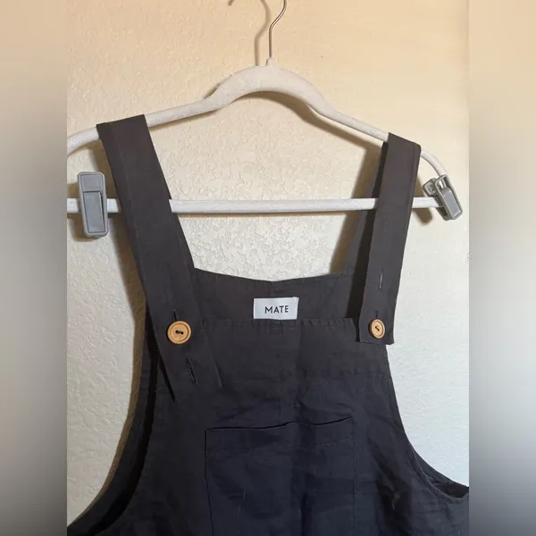 Mate the‎ Label Maya Linen Overalls Jumpsuit Size medium black lagenlook - Image 5