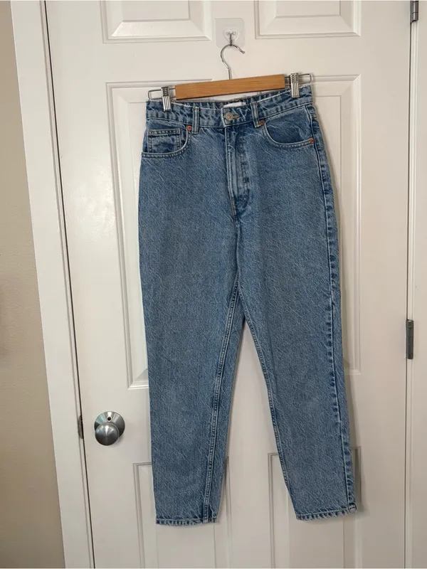 Zara highwaisted blue jeans barrel leg casual bohochic retro poetcore indie 4 - Image 5