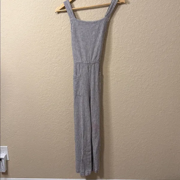 Free People Navy and White Striped Jumpsuit overalls 0 - Image 5