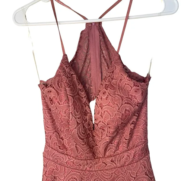 TRAC Pink Lace Halter Mini Dress Size M NWT - Image 2