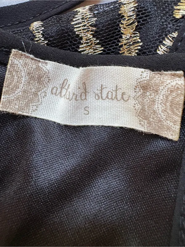 Altar’d State Black Gold Embroidered Maxi Dress Size S Formal Boho - Image 2