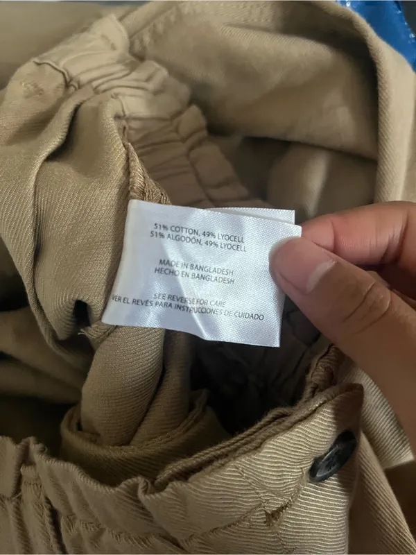Gap Tan Khaki Wide Leg Pants 2 High Rise Elastic Waist Preppy Minimalist Coastal - Image 7